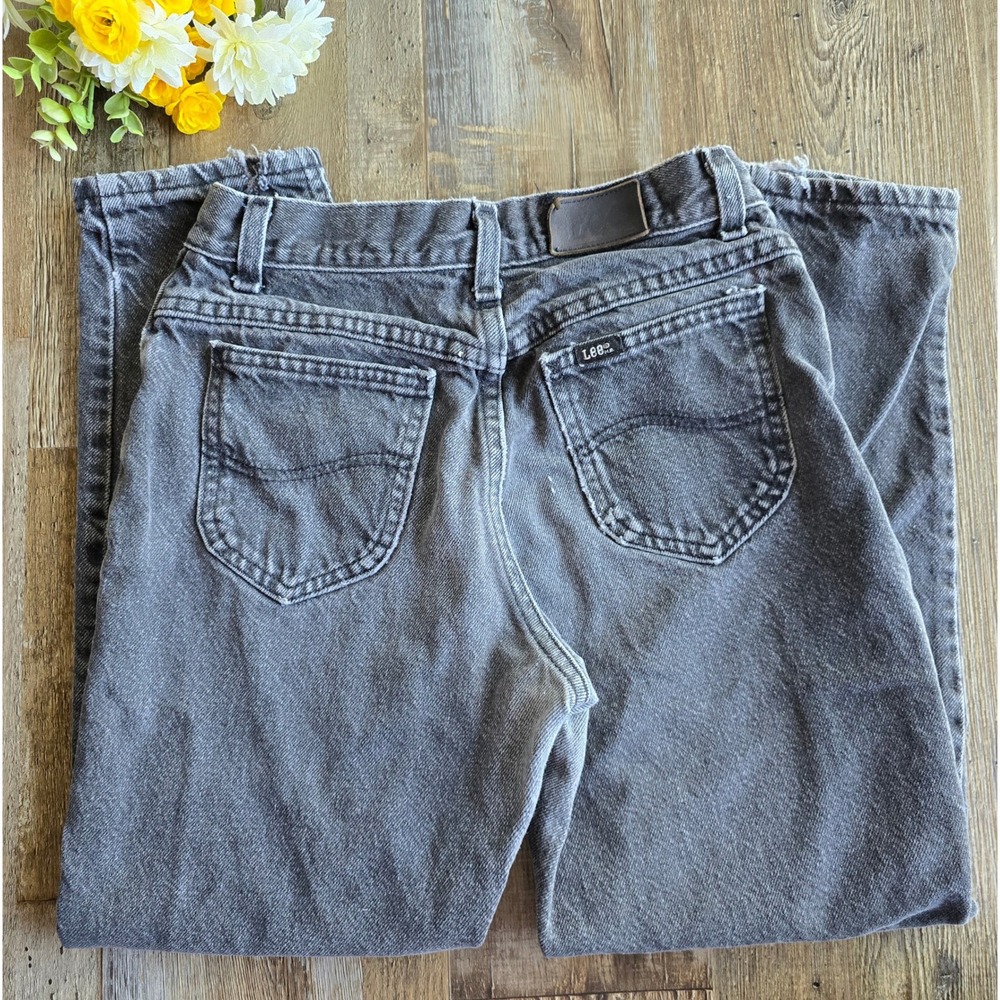 Vintage 90s Lee Jeans 10E Gray Wash High Rise Mom Jeans Cotton Made in USA 24x23